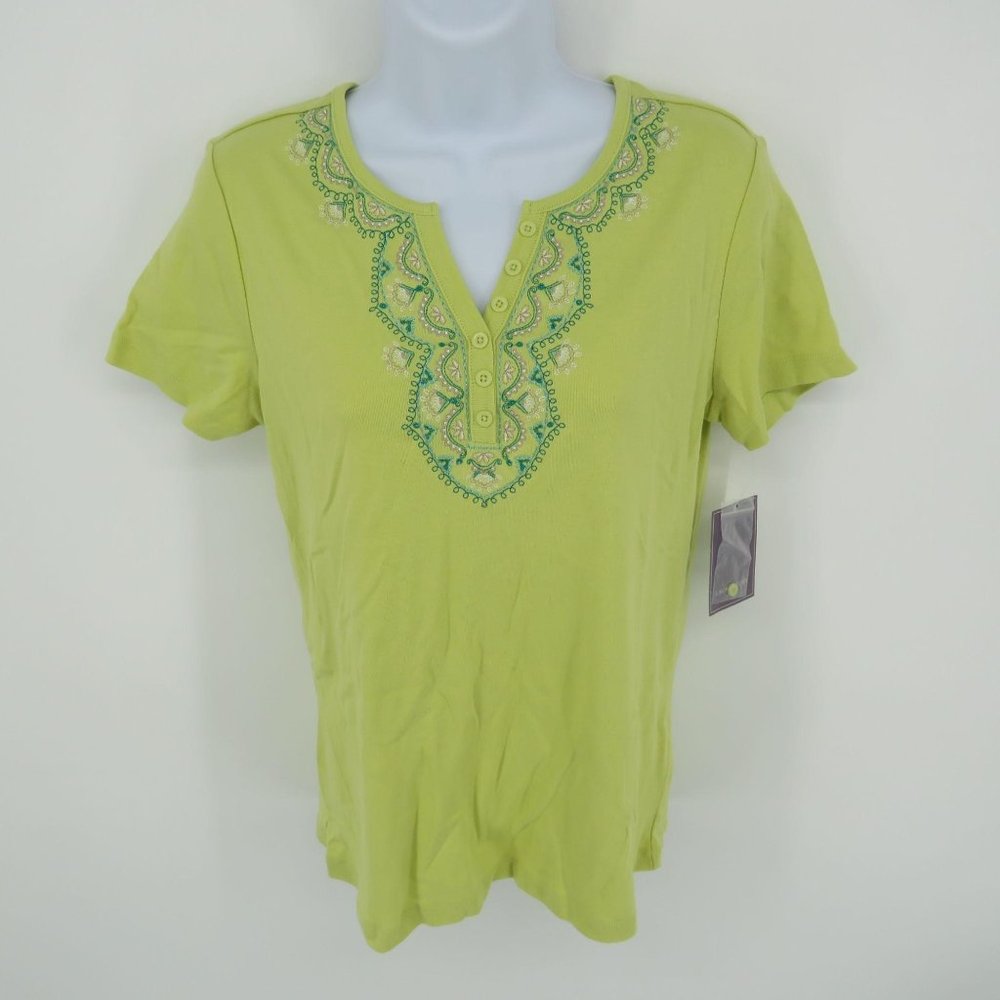 Laura Scott Womens Light Green Shirt Top Petite Small NWT $30
